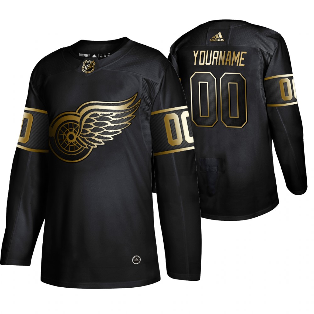 Adidas Red Wings Custom Men 2019 Black Golden Edition Authentic Stitched NHL Jersey